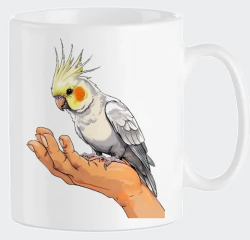 Cockatoo sur la Main mug blanc personnalisable