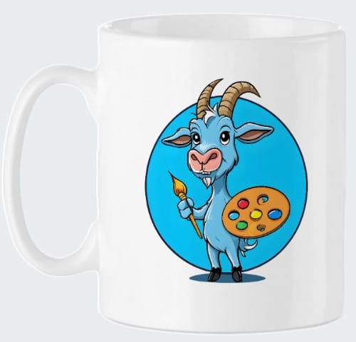 Mug amusant avec une chèvre artiste.