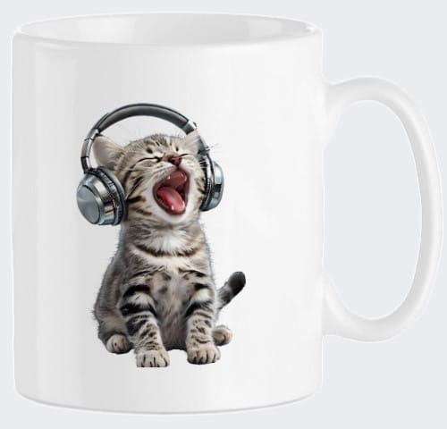 Mug original avec un chat rockstar.