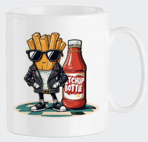 Mug "Frites et Ketchup" pour les amateurs de street food.